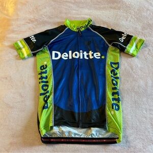Hincapie Deloitte blue green zip up cycling jersey size XS